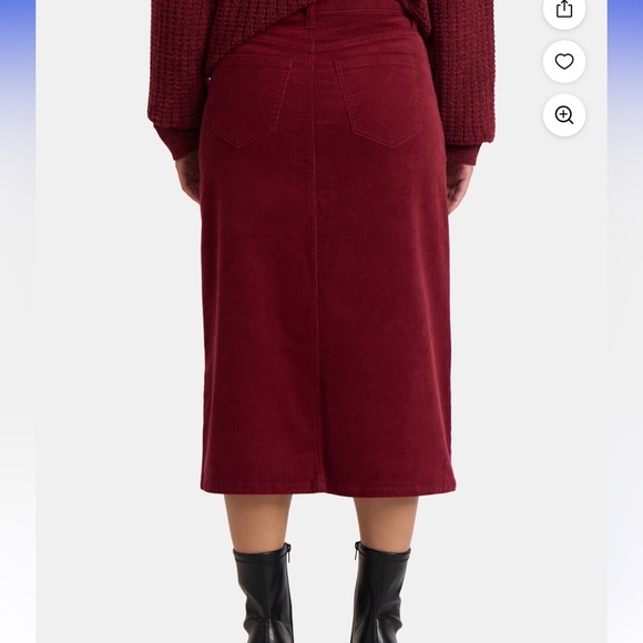 Time and Tru Burgundy Red Corduroy Western Cottage core midi Skirt - Picture 4 of 11